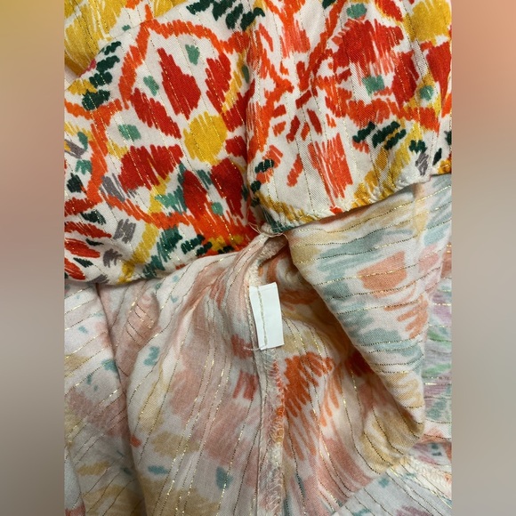 Zara Dress Small White Colorful Patchwork Shimmer Shift 3/4 Sleeve Boho - Picture 9 of 9